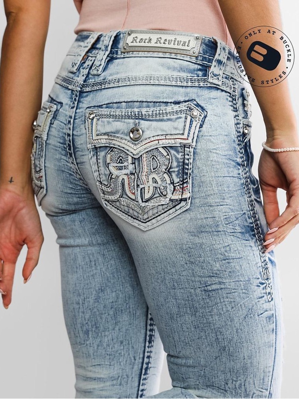 Rock Revival Nadine Ankle Skinny Stretch Jean Distress Western Size 27x28”